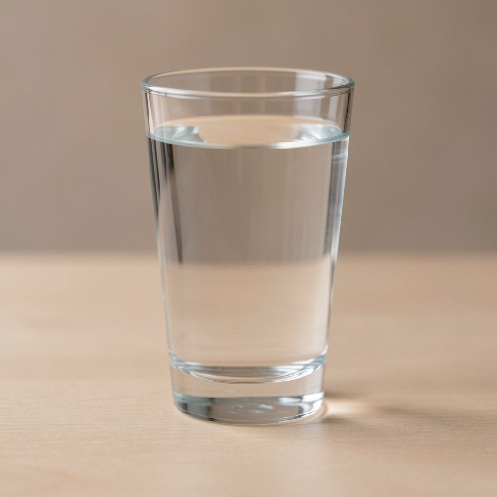 Verre d'eau claire avec des gouttes d'eau qui tombent en slow motion sur une surface bleue réfléchissante, rendu macro avec bokeh naturel